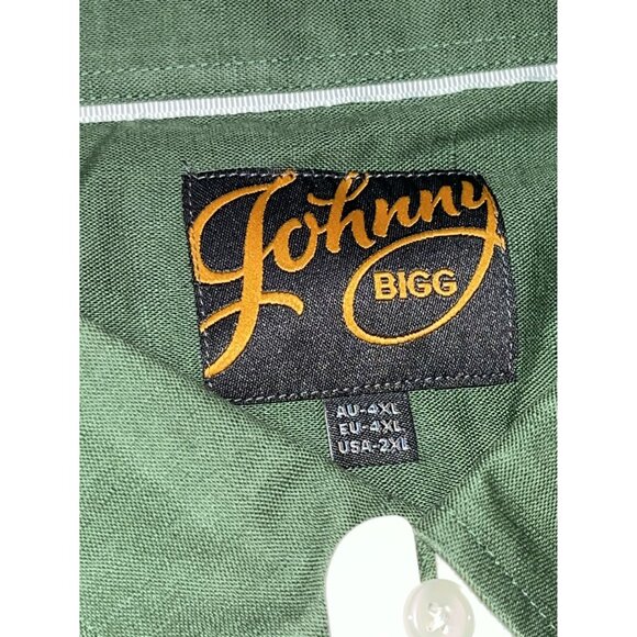 Johnny Bigg Mens AU-4XL Green Linen Blend Button-Up‎ Shirt Long sleeve NWT - Picture 4 of 9